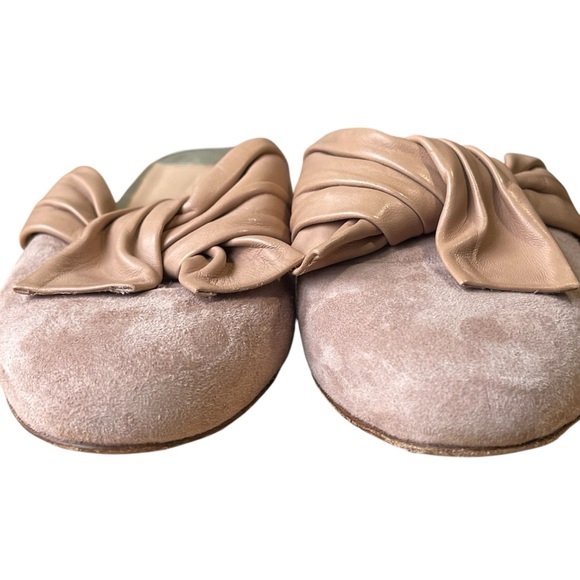 Diane von Furstenberg DVF Suede Leather Neutral Light Mauve Flat Mules Size 6M - Picture 5 of 13